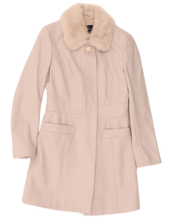 Sobretudo feminino French Connection UK 8 lã bege pequena