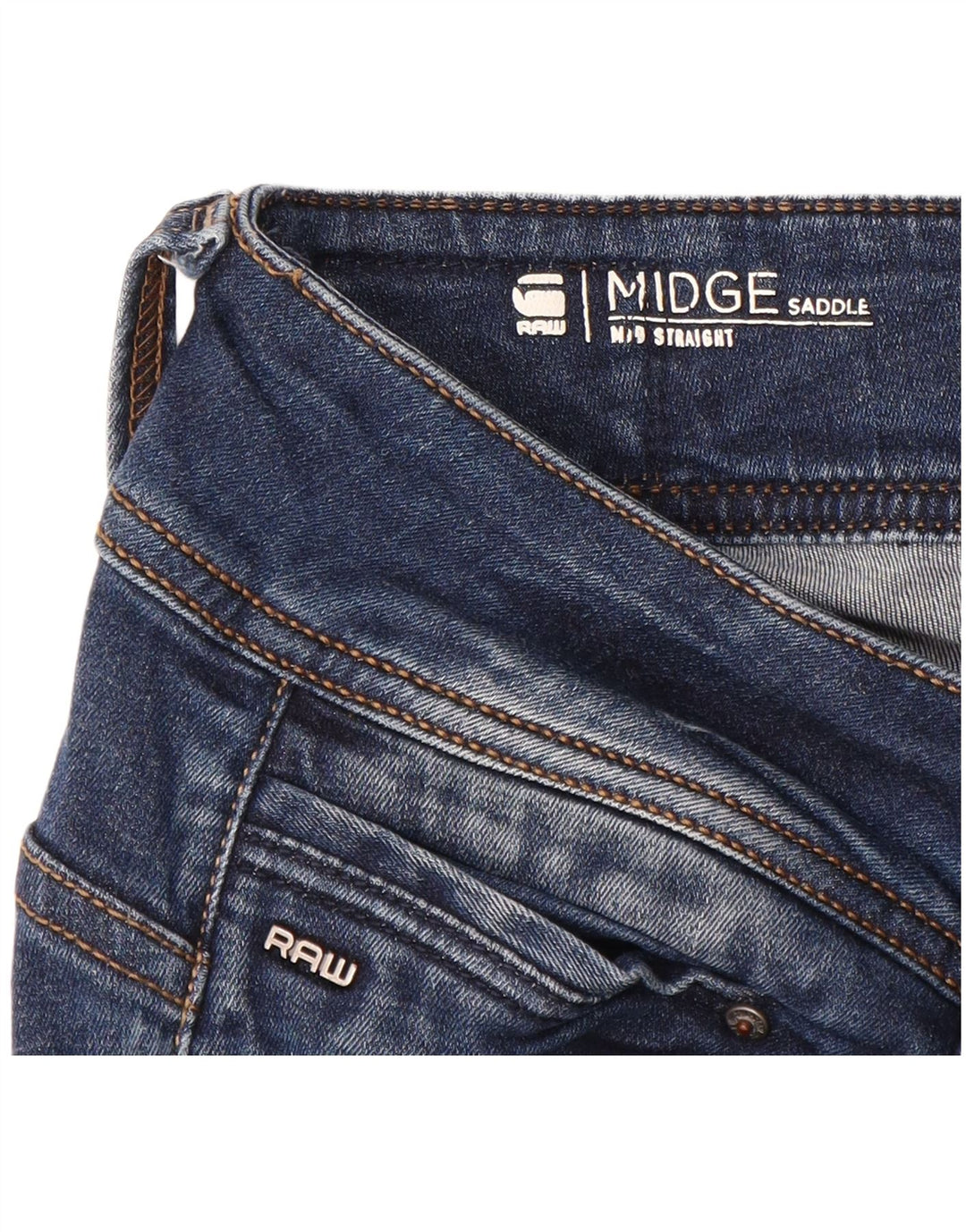G-STAR feminino midge jeans reto W32 L32 algodão azul