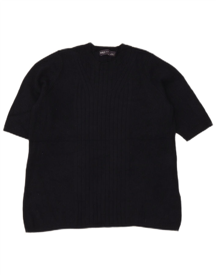 Suéter feminino Marks & Spencer com gola redonda Reino Unido 14 grande azul marinho