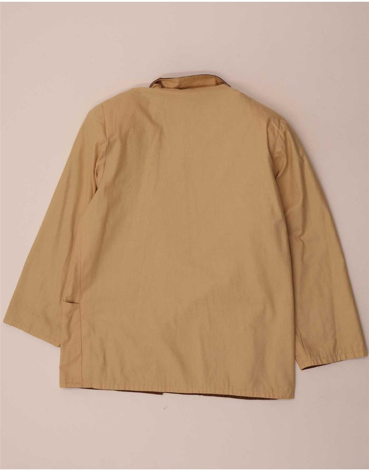 Jaqueta blazer vintage feminina com 2 botões Reino Unido 16 grande bloco colorido marrom