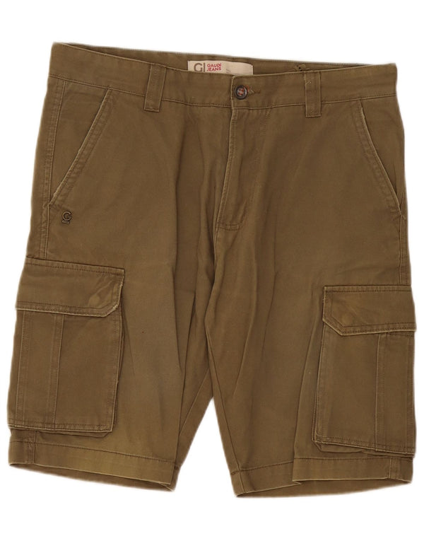 Gaudi Mens Cargo Shorts W34 Grande Algodão Cáqui