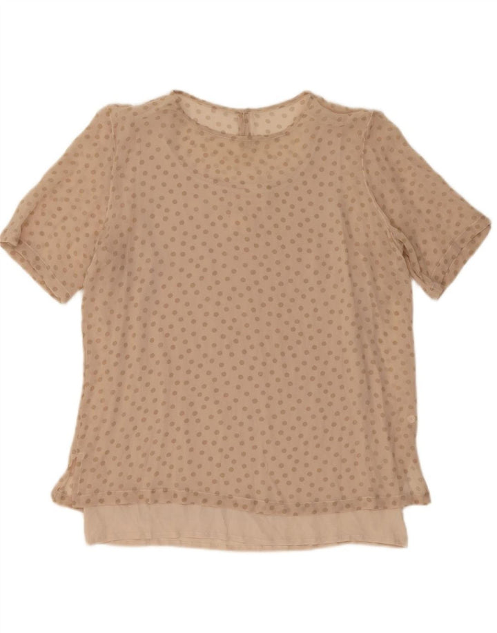 Blusa feminina LES COPAINS Top IT 42 Seda de bolinhas bege médio