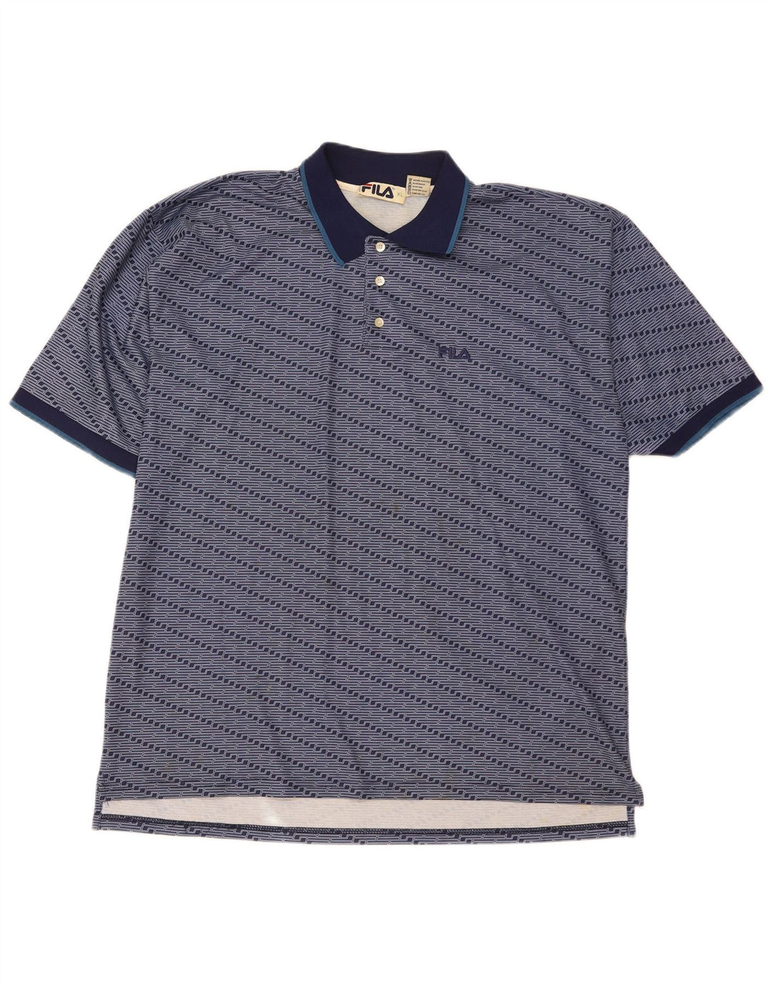 Camisa polo masculina Fila XL poliéster listrado azul marinho