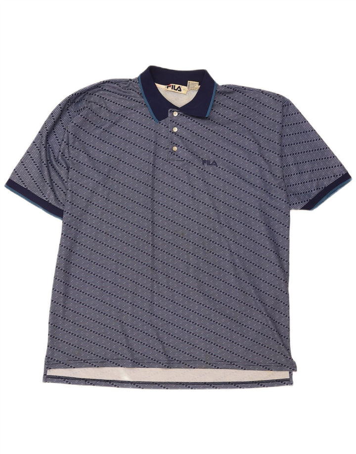 Camisa polo masculina Fila XL poliéster listrado azul marinho