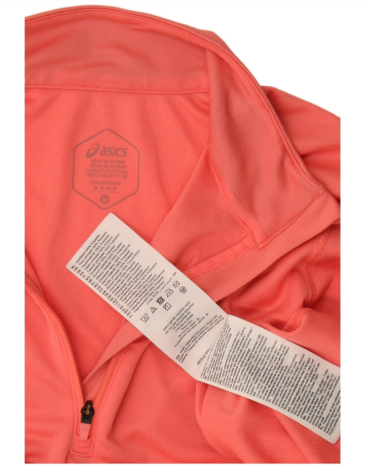 Asics Mulheres Zip Neck Pullover Treino Top UK 14 Médio Rosa Poliéster