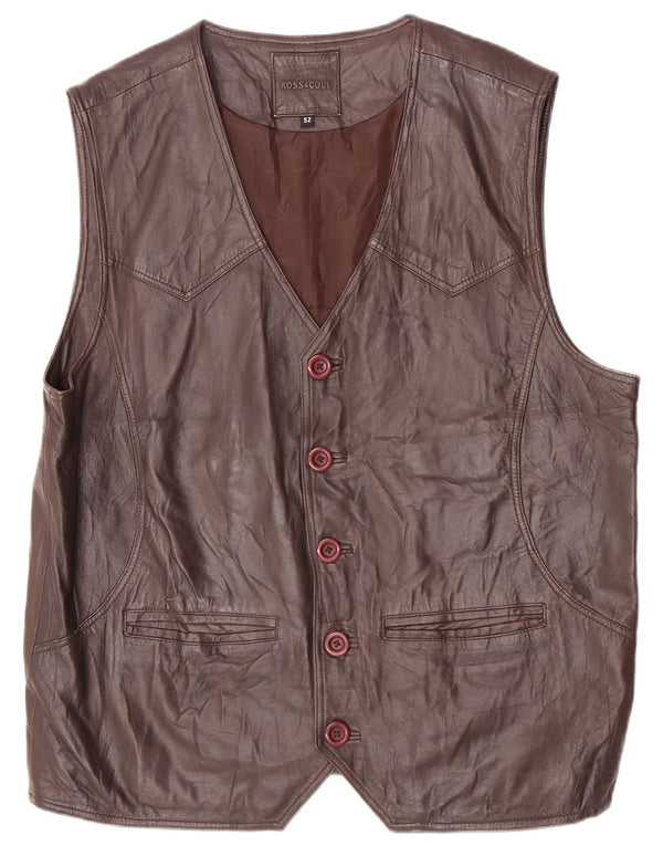 Colete de couro masculino Ross&Cole IT 52 XL marrom