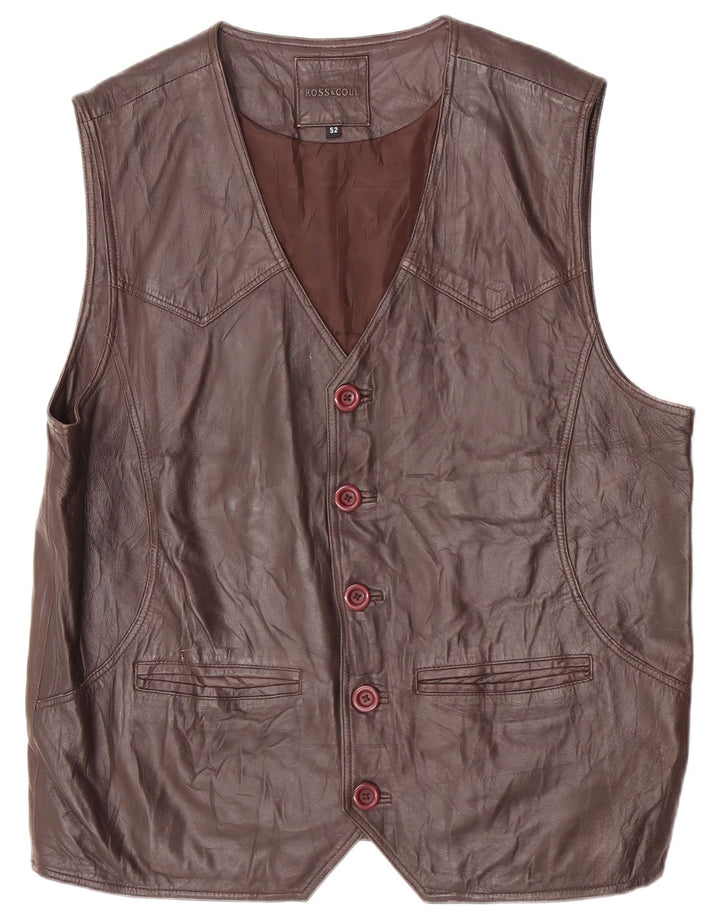 Colete de couro masculino Ross&Cole IT 52 XL marrom