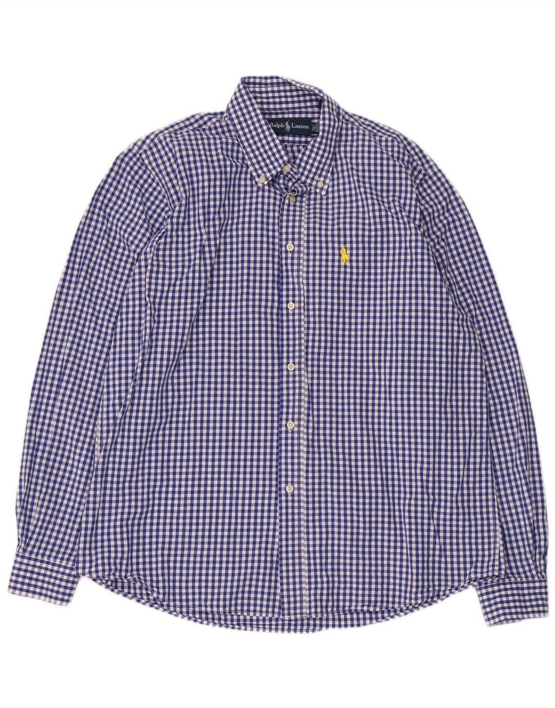 Camisa masculina Ralph Lauren XL azul algodão guingão