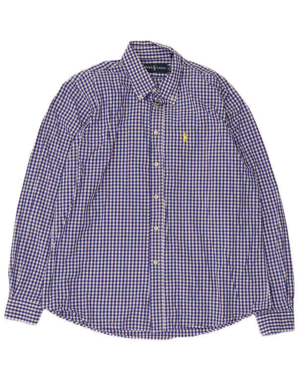 Camisa masculina Ralph Lauren XL azul algodão guingão