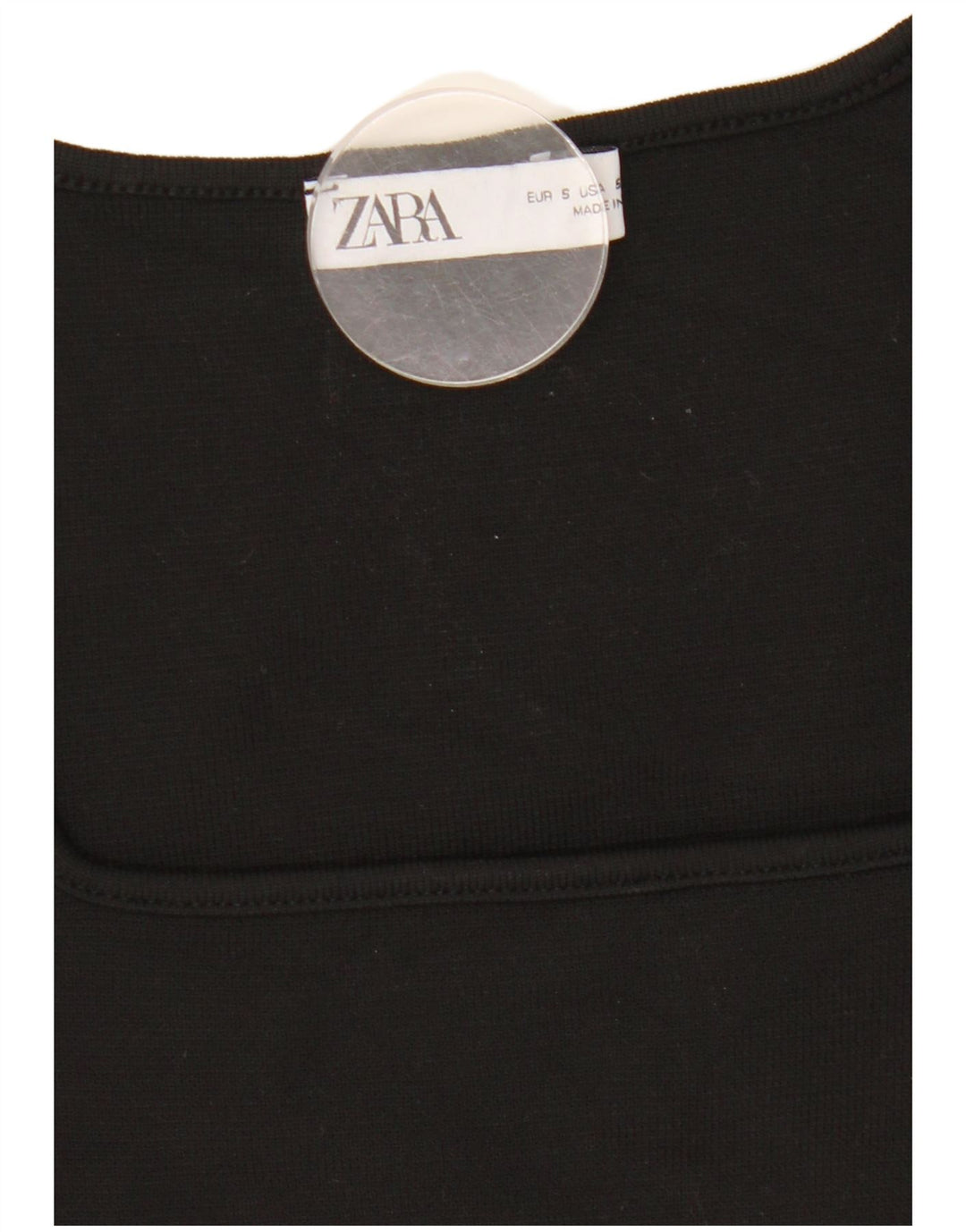 Zara Womens Crop Top Manga Longa Reino Unido 8 Pequeno Preto