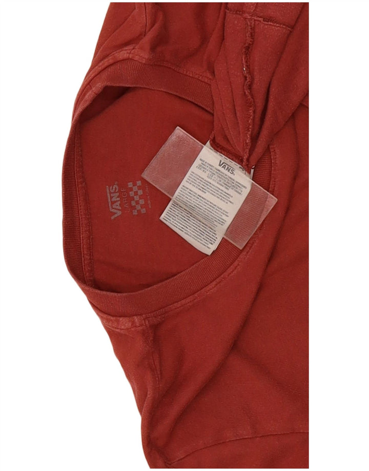 Vans Mens Graphic Top Manga Longa Grande Algodão Vermelho