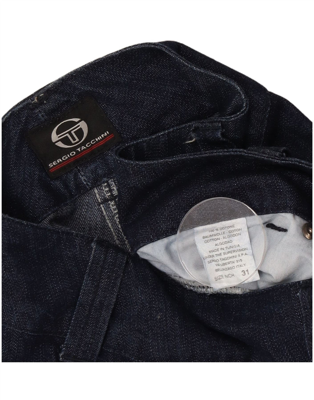 Sergio Tacchini Jeans reto feminino W31 L30 azul marinho algodão
