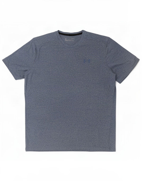 Camiseta masculina Under Armour Heat Gear Loose Fit Top grande azul manchado