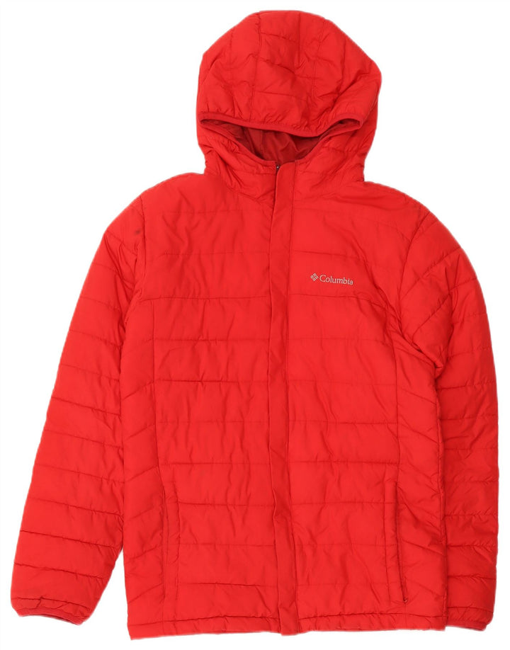 Columbia Jaqueta acolchoada com capuz feminino UK 18 XL poliéster vermelho