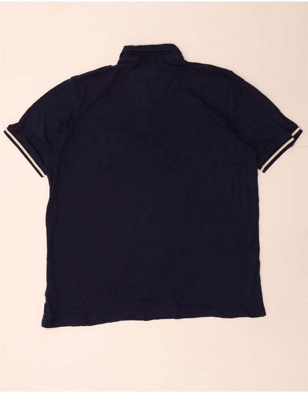 Camisa polo masculina Ted Baker tamanho 5 XL azul marinho algodão