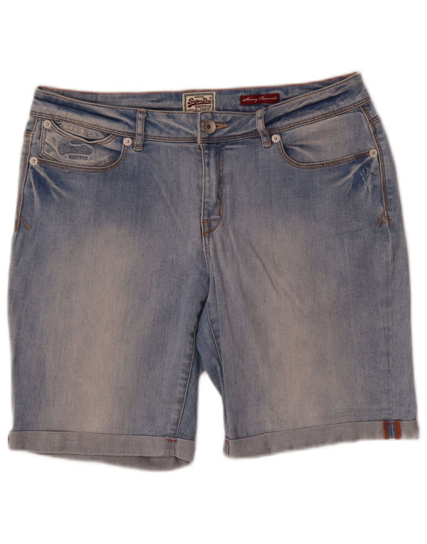 Bermuda feminina Superdry skinny jeans W30 algodão azul médio