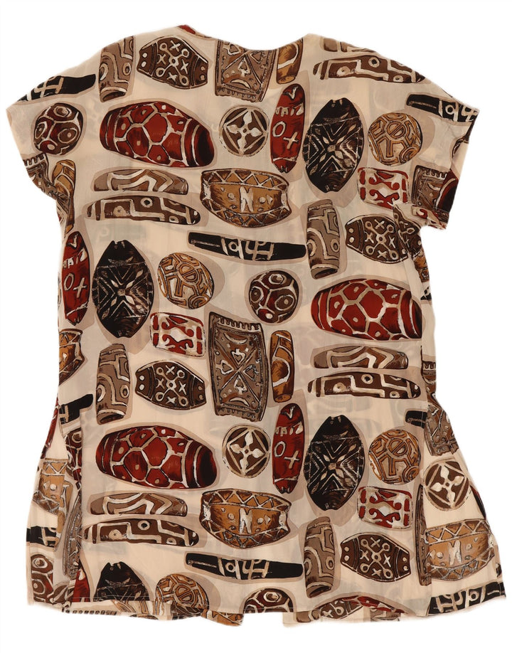 Blusa feminina vintage com estampa abstrata manga curta IT 48 XL Bege