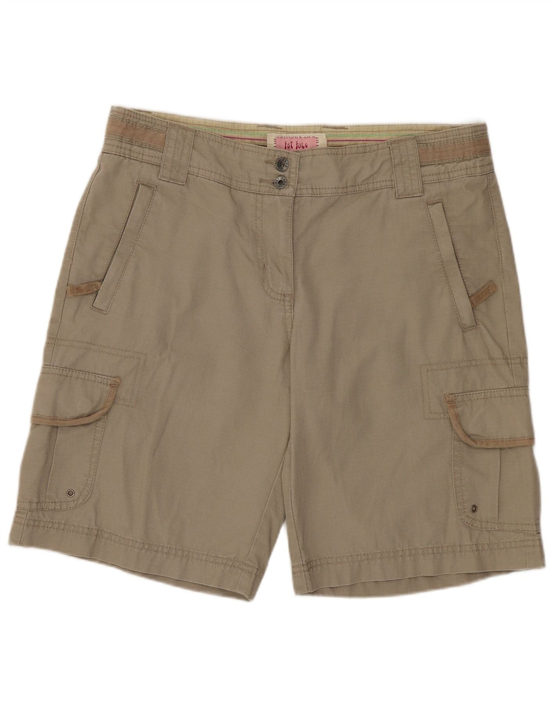 Shorts cargo feminino Fat Face UK 12 médio W30 algodão cáqui