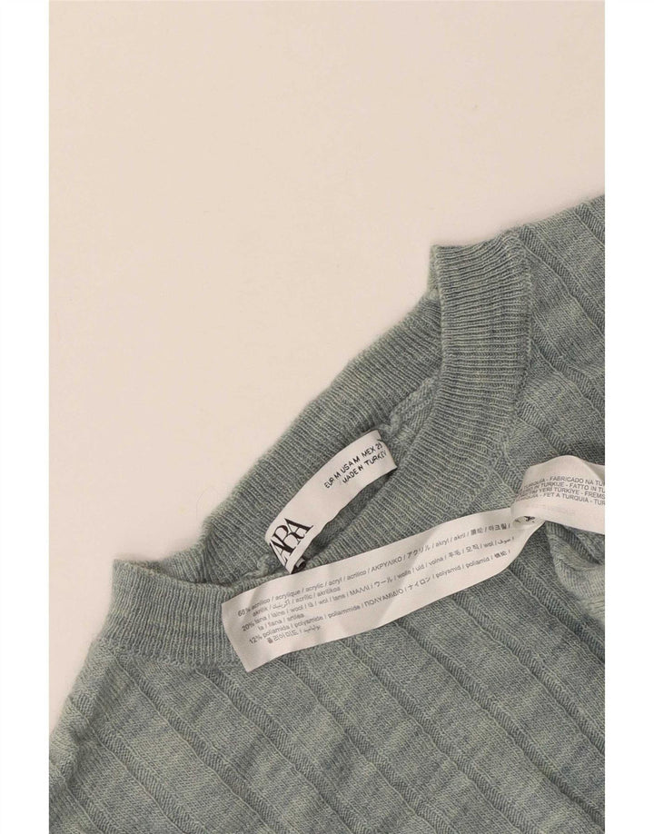Zara Suéter masculino com gola redonda e acrílico verde médio