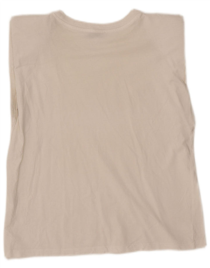 Colete feminino Zara UK 10 pequeno algodão branco
