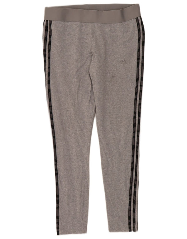 Leggings Adidas Mulher UK 16/18 Grande Algodão Cinza