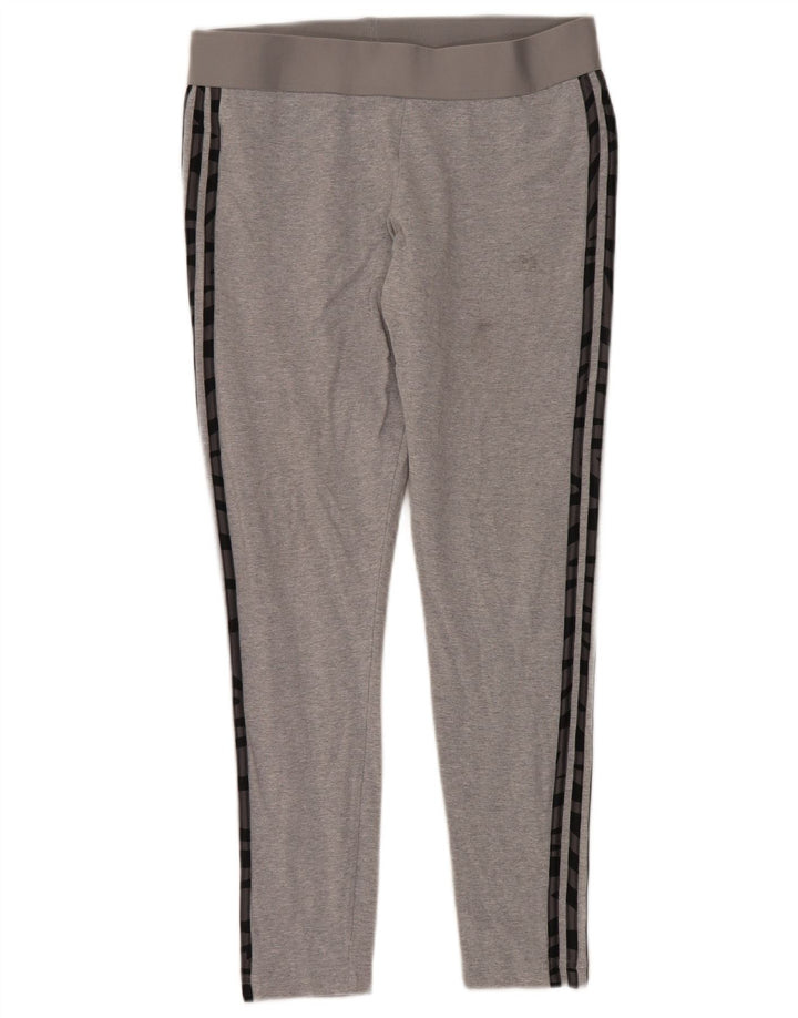 Leggings Adidas Mulher UK 16/18 Grande Algodão Cinza