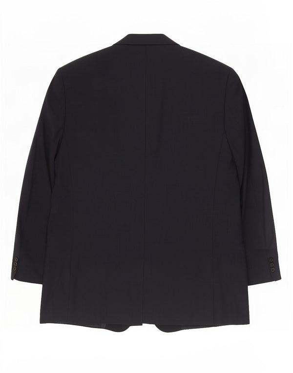 Emanuel Ungaro Jaqueta blazer masculina de 3 botões IT 64 7XL lã azul marinho
