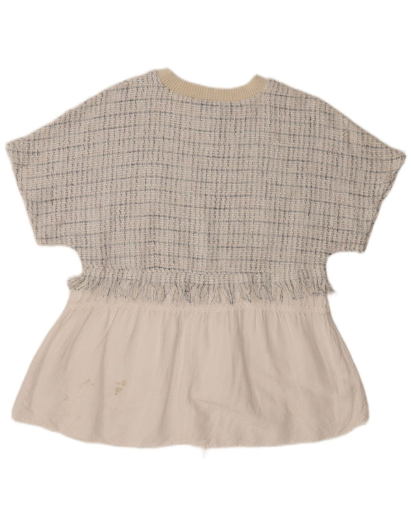 Blusa feminina Zara UK 14 algodão xadrez branco médio