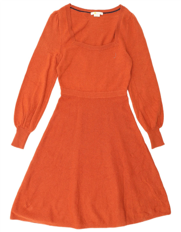 Vestido jumper feminino BODEN Reino Unido 10 pequeno laranja poliamida