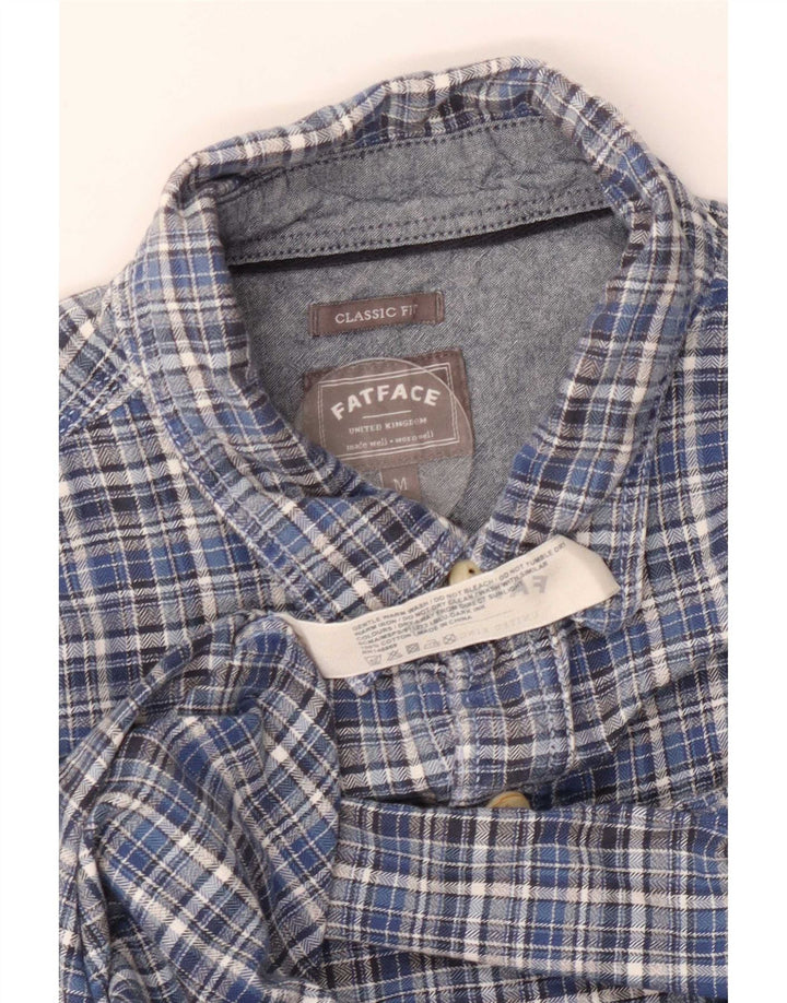 Camisa masculina de flanela com ajuste clássico xadrez Fat Face algodão azul médio