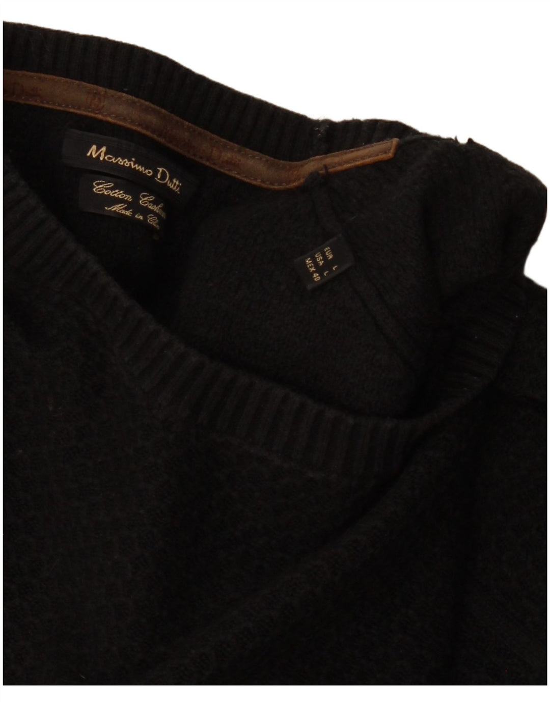 Suéter masculino MASSIMO DUTTI com gola redonda, grande algodão preto