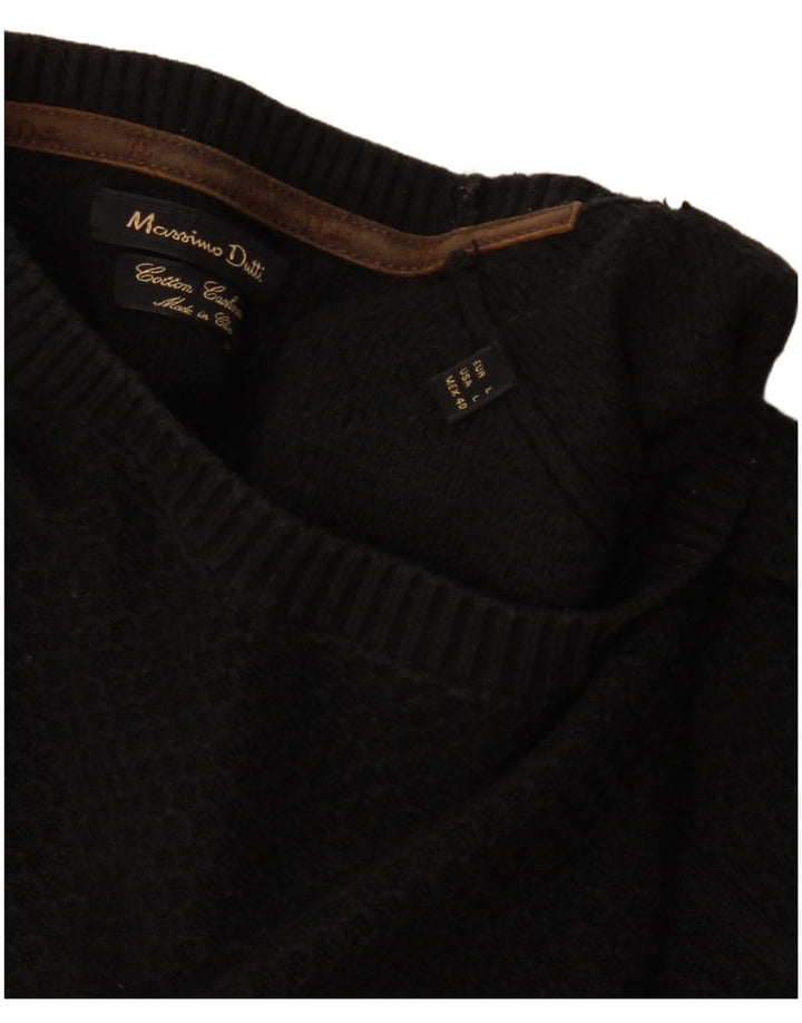 Suéter masculino MASSIMO DUTTI com gola redonda, grande algodão preto