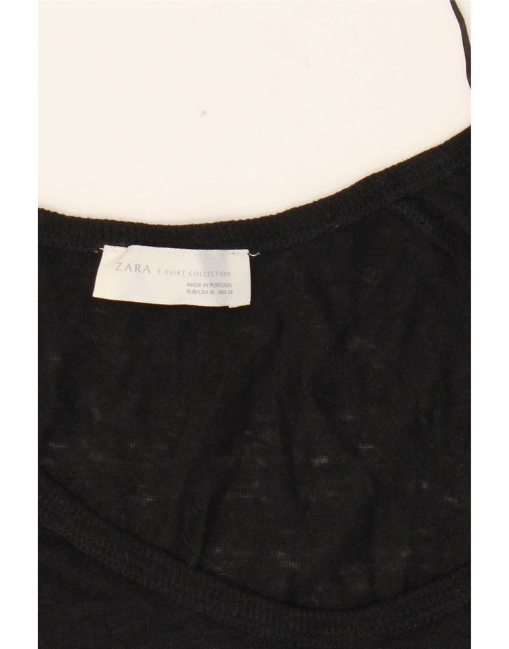 Zara Top feminino manga 3/4 Reino Unido 12 médio preto