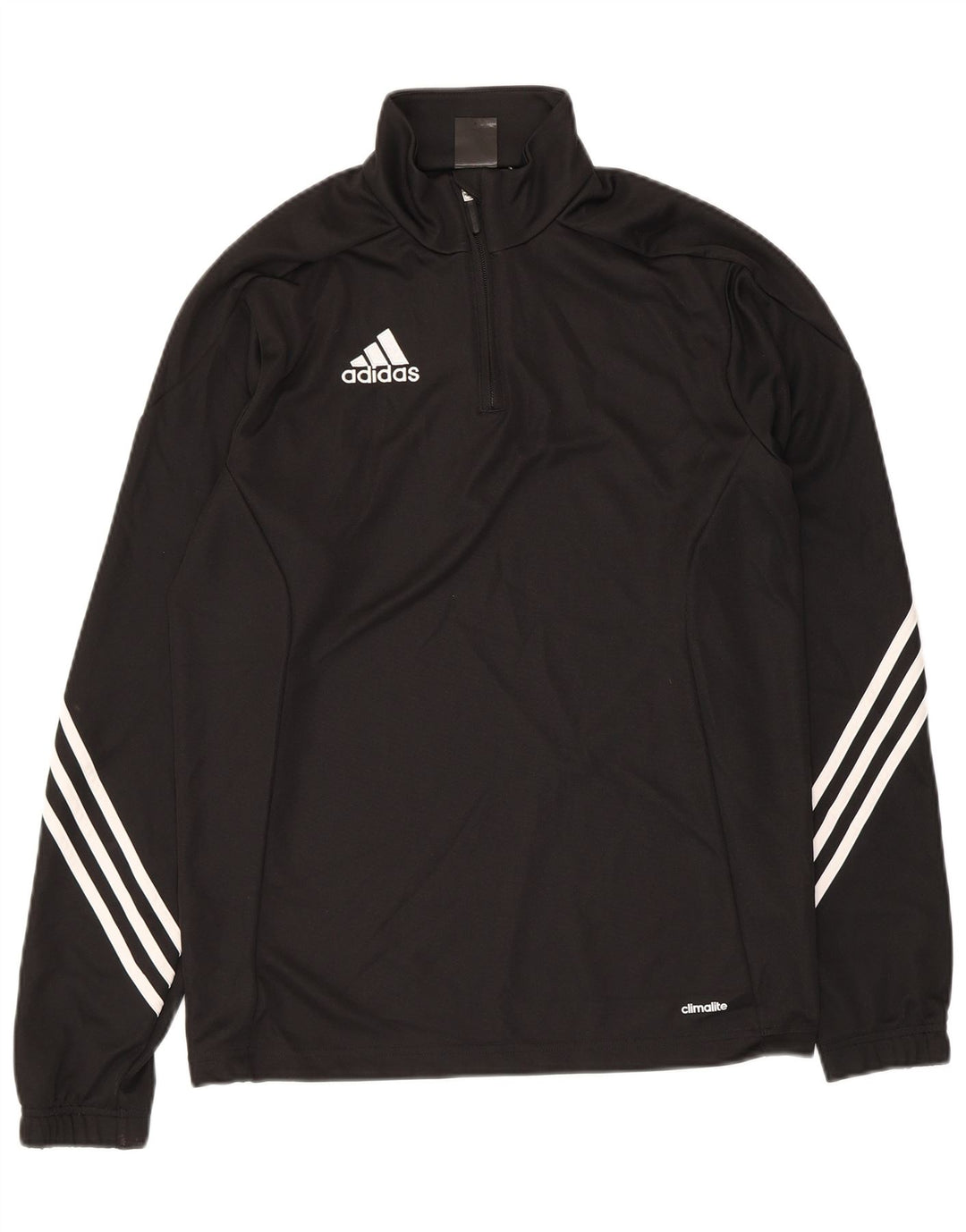 Adidas Mens Climalite Zip Neck Pullover Treino Top Pequeno Poliéster Preto