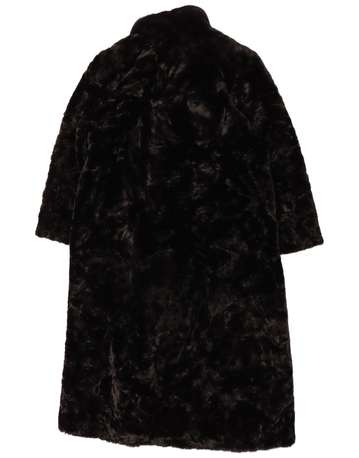 Sobretudo feminino de pele sintética Libra UK 16 grande modacril preto