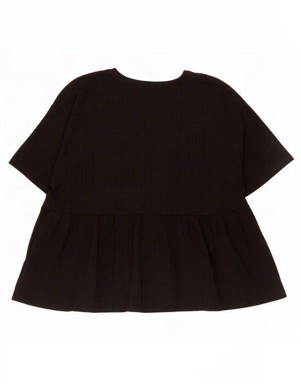 Zara Womens Trafaluc Blusa Top Reino Unido 16 Grande Preto