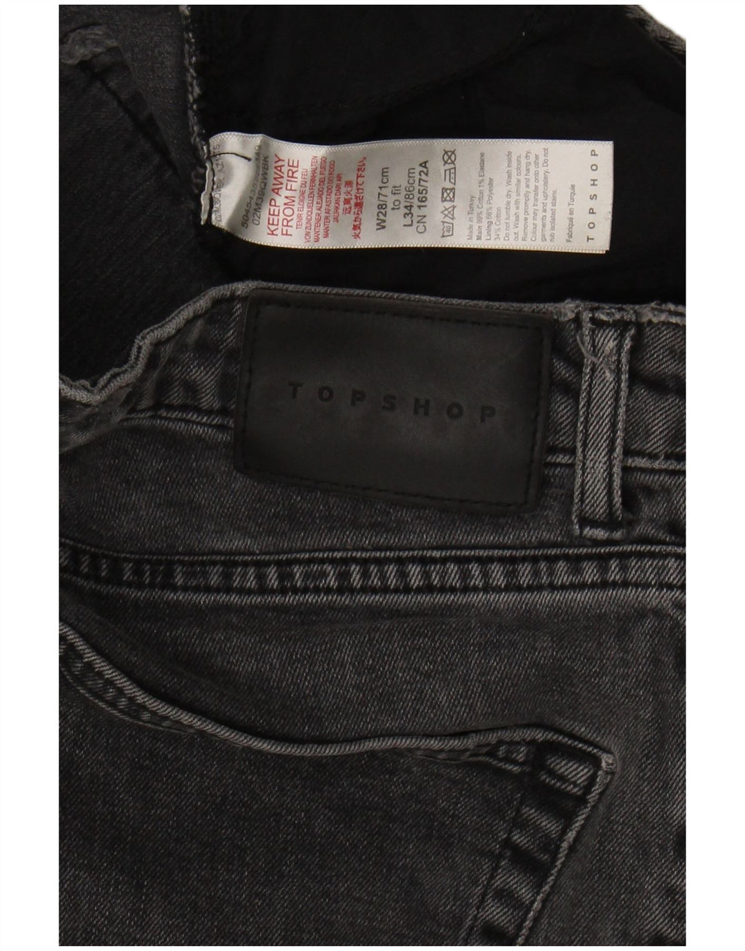 Jeans slim feminino TOPSHOP W28 L29 algodão cinza