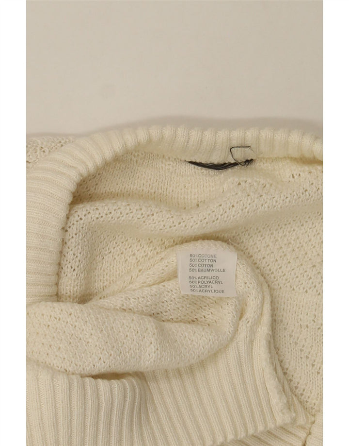 VINTAGE Mens V-Neck Jumper Sweater XL Off White Cotton Vintage Vintage and Second-Hand Vintage from Messina Hembry 