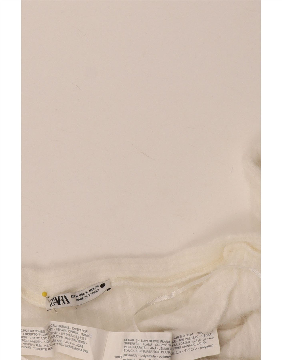 Top feminino Zara com ombro de fora UK 12 médio branco poliamida