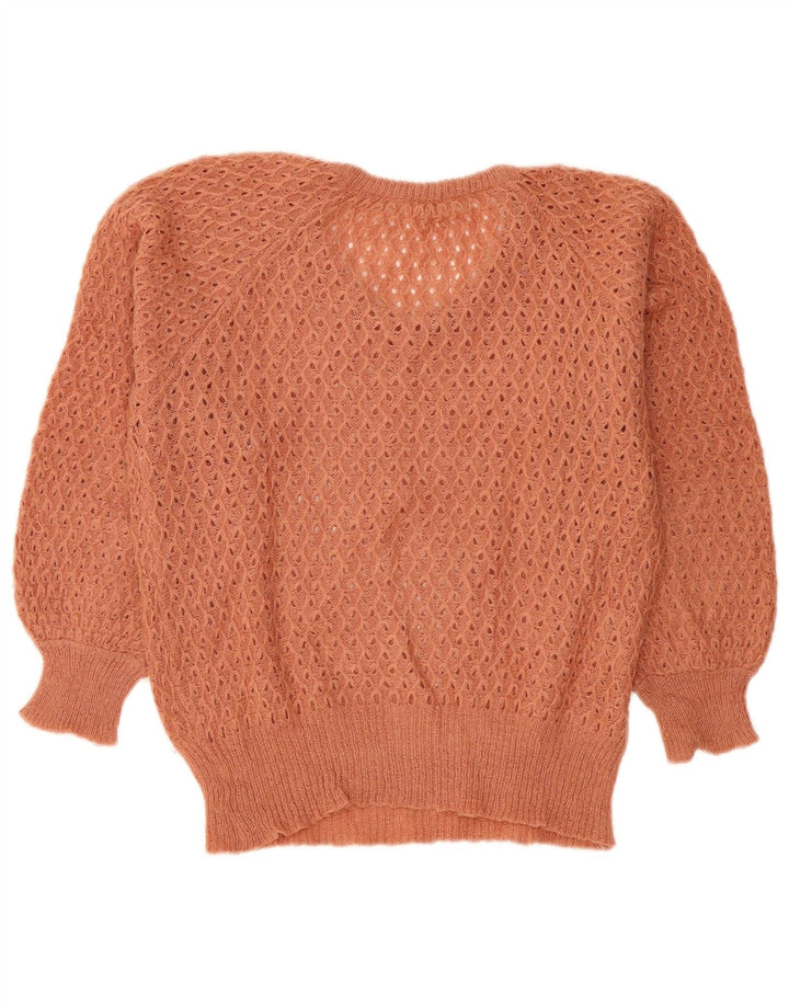 Suéter feminino vintage com decote em V IT 42 marrom médio