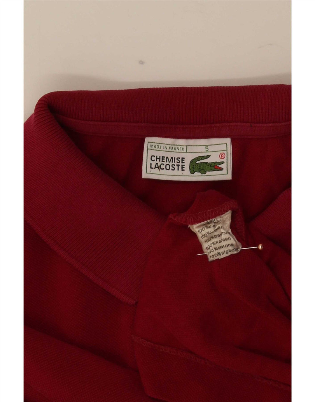 Camisa polo masculina Lacoste tamanho 5 grande algodão vermelho