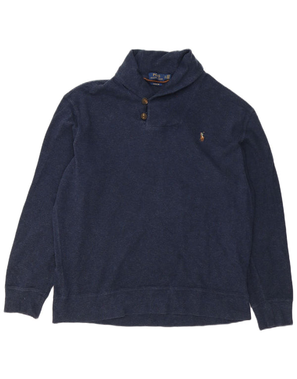 Suéter masculino Polo Ralph Lauren com gola xale XL algodão azul marinho