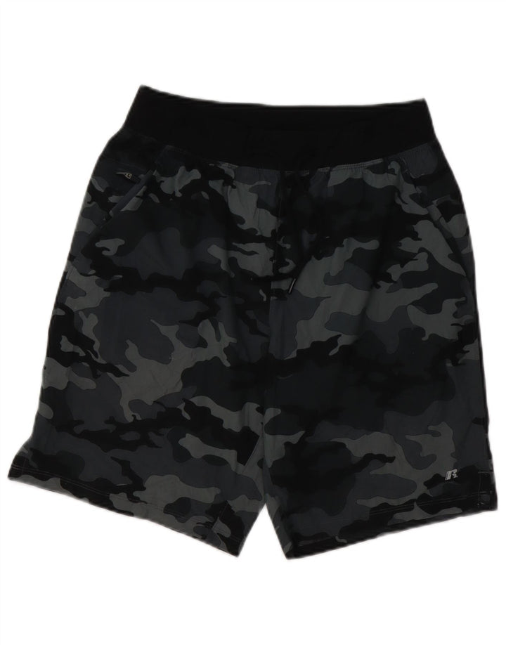 RUSSELL ATLÉTICO Mens Sport Shorts Pequeno Poliéster Camuflado Cinza