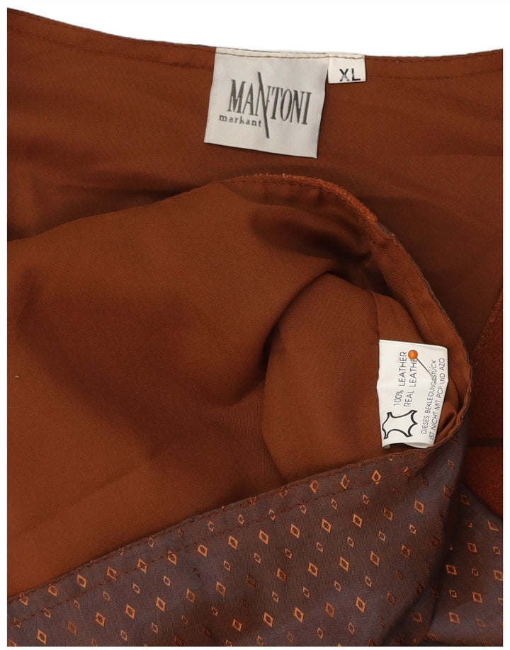 Colete masculino de camurça MANTONI XL couro manchado marrom