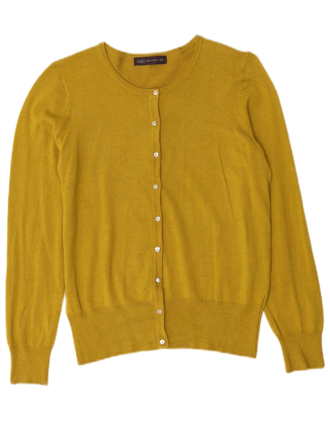 Suéter cardigã feminino MARKS & SPENCER Reino Unido 10 pequeno amarelo