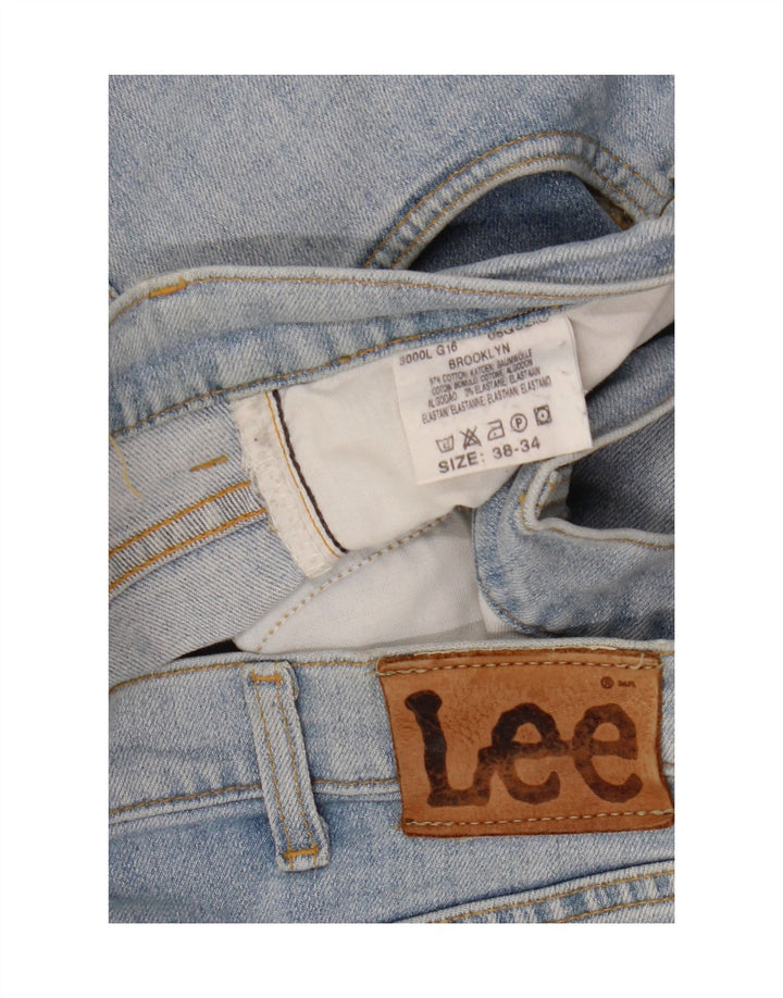 LEE Masculino Brooklyn Straight Jeans W38 L34 Azul Algodão