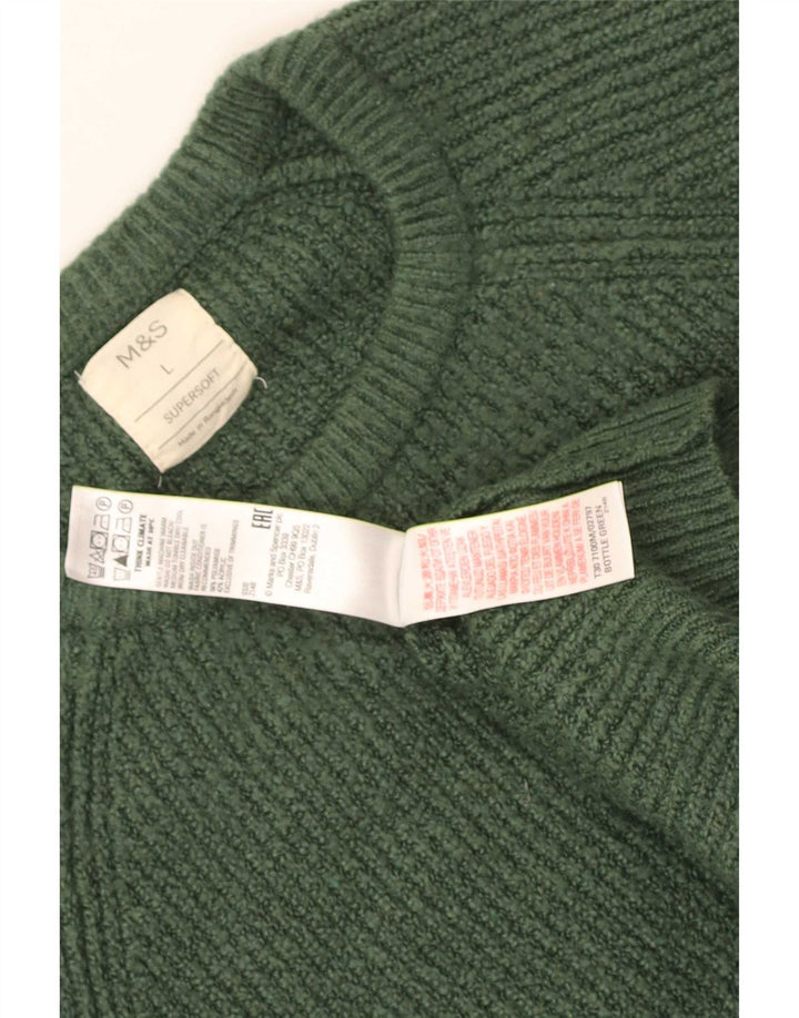 Suéter masculino Marks & Spencer com gola redonda, grande poliamida verde