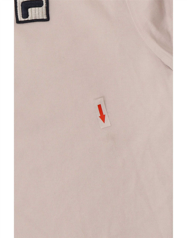 Camisa polo masculina Fila pequena algodão colorblock branco