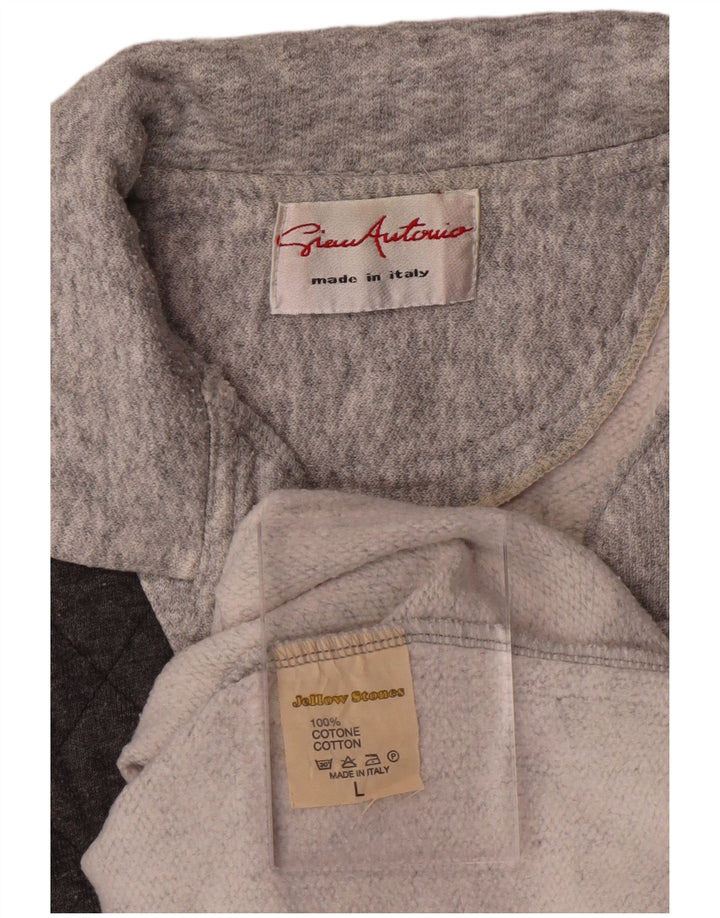 Suéter masculino VINTAGE com gola polo e algodão grande cinza colorido