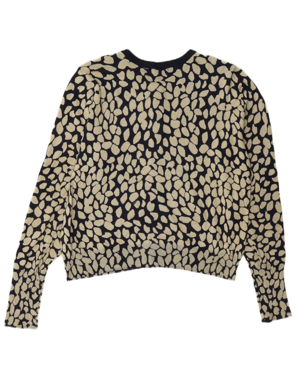 Suéter cardigã feminino Marks & Spencer UK 14 médio preto geométrico